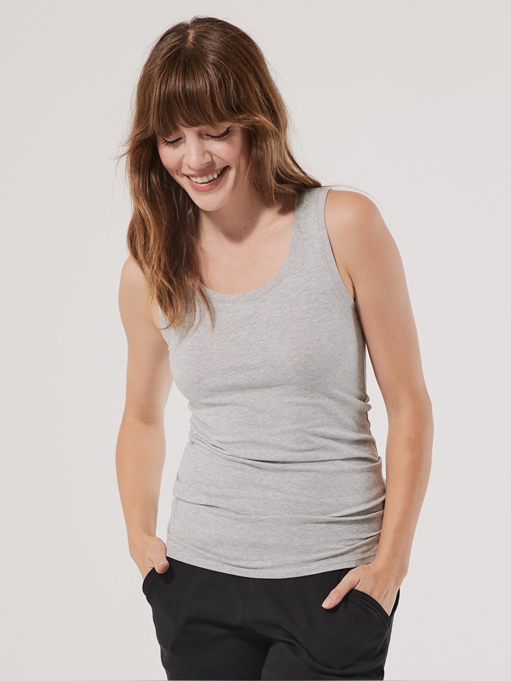 ‼️NWOT: Pact Organic Grey Cool Stretch Fitted Tank - XL